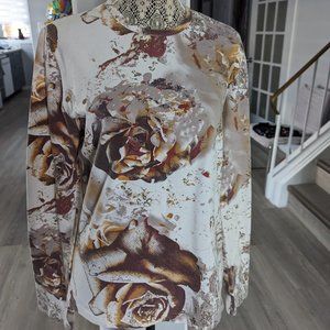 Just Cavalli Roberto Cavalli Rose Floral Long Sleeve Top